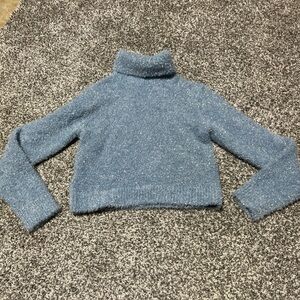 Zara Girls Turtleneck Pullover Sweater Blue Metallic Fiber size 9-10